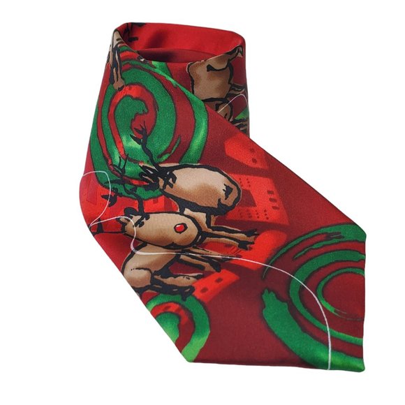 JERRY GARCIA Dracula Claus Christmas Reindeer Silk Blend Tie Ltd Ed 61" x 3.5" - Picture 1 of 6